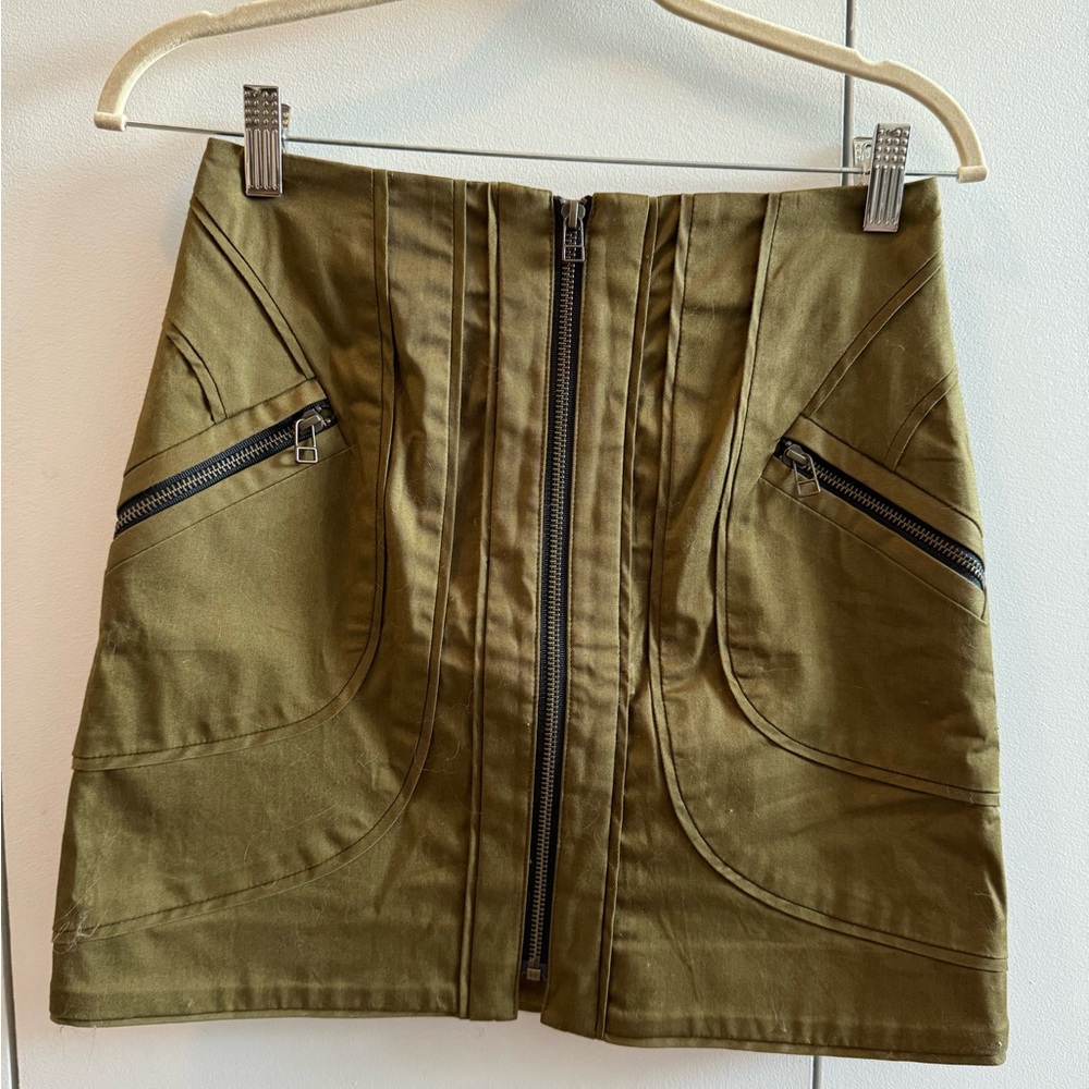 Veronica Beard Green Military Mini Skirt
